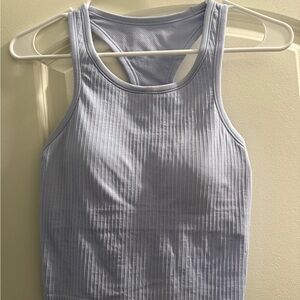Lululemon Light Blue Ribbed Tank Top built in bra